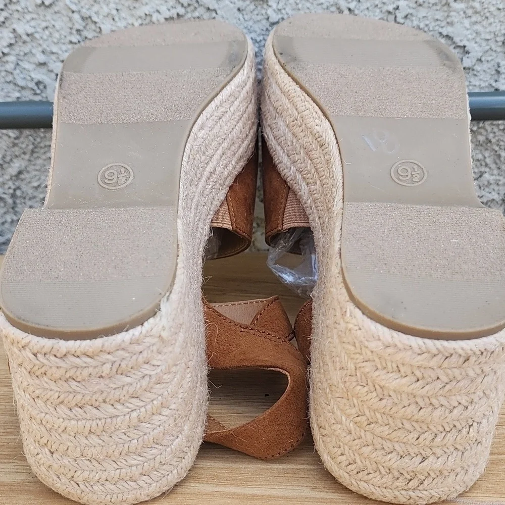 Seychelles Saddle Brown Suede Espadrille Platform Sandals Size 9.5 NWOT